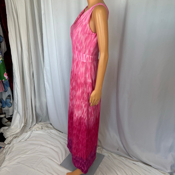 Vintage Pink Maxi Dress Ombré Leslie Fay Women's M Sleeveless - Picture 9 of 13